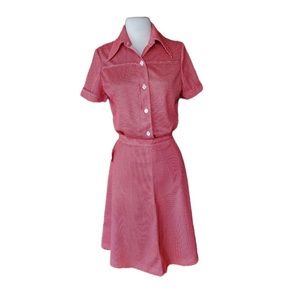 NWT 1960s/1970s Red & White Polka Dot Skirt Set
